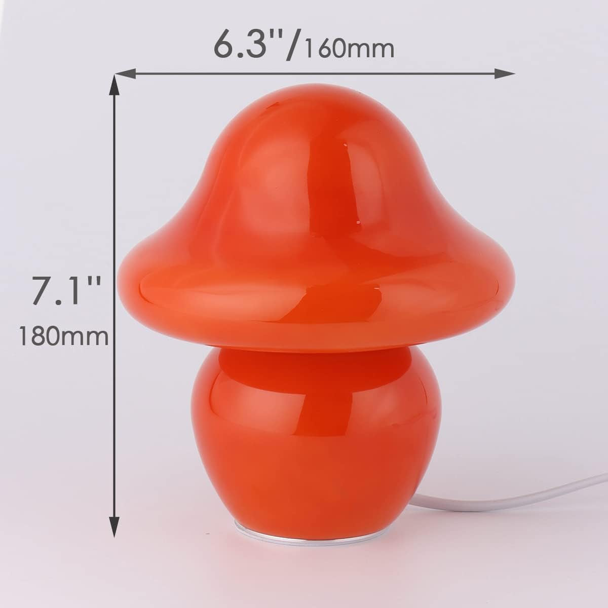 Orange Glass Mushroom Lamp – Aesthetic Mushroom Table Lamp for Cozy Bedroom & Living Room