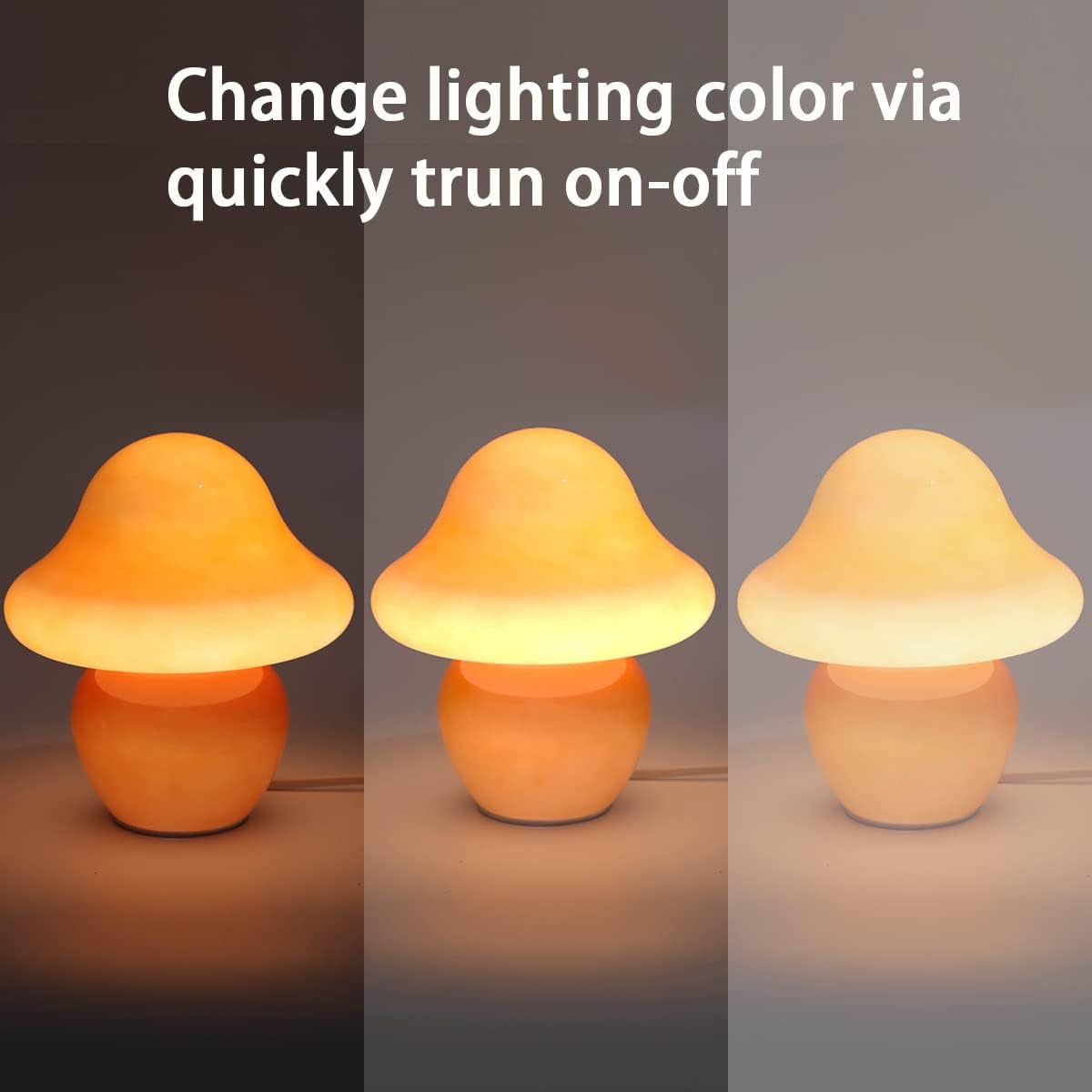 Orange Glass Mushroom Lamp – Aesthetic Mushroom Table Lamp for Cozy Bedroom & Living Room