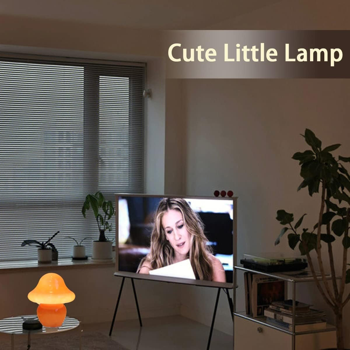 Orange Glass Mushroom Lamp – Aesthetic Mushroom Table Lamp for Cozy Bedroom & Living Room